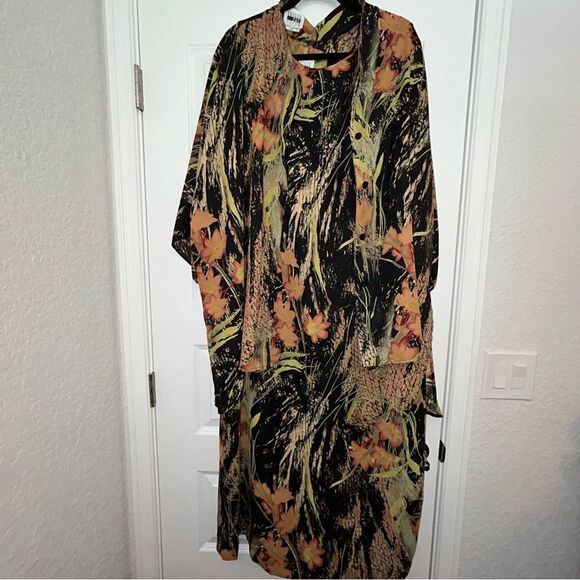 Leslie Fay Floral Print Sleeveless Maxi Dress Long Sleeve Blouse Top 2 Pc. Set - Picture 5 of 15